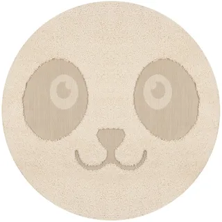 Zala Living Kinderteppich Panda Pete Creme Beige Rund, ø 120 cm