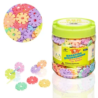 Smart-Planet 400 Steckblumen in Dose - Schneeflocken zum Stecken 3,3 cm Pastell Kinder Montessori Spielzeug Lernspielzeug Steckbausteine Stecksteine ab 3 Jahren