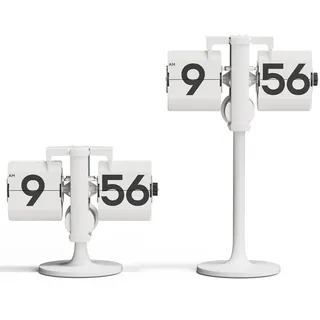 mooas Stehende höhenverstellbare Tischuhr (weiß), Retro, Vintage, Analog-Design, Standuhr, batteriebetrieben, für Zuhause, Wohnzimmer, Büro, Schule, Hotel