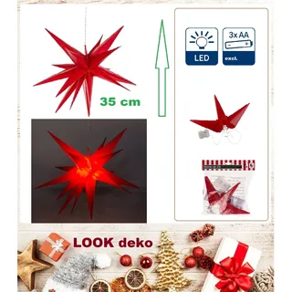 LED-Weihnachtsstern-Adventstern-Rot-3D-35cm-Deko-Advent-Timer-In-&-Outdoor