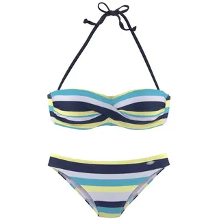 VENICE BEACH Bandeau-Bikini mit Streifen Venice Beach marine-gelb-gestreift Gr.32 Cup A