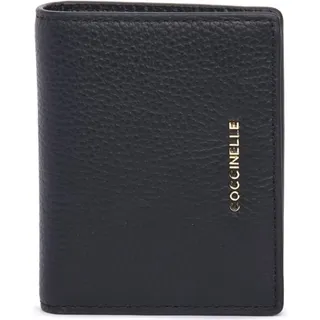 Elegante Damen-Geldbörse Schwarz: 2 Fächer, Münzfach & Druckknopf - Schwarz
