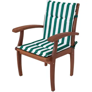 Stuhlauflage, Kurze Rückenlehne, Gartenstuhl Base HL Sitzkissen für stühle 96x45 x 4 cm, Bequeme Kissen, Outdoor und Indoor - Grün mit Streifen - Grün