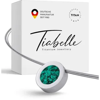 TIABELLE – Collier LARA aus Titan mit funkelndem Swarovski® Kristall – Silberfarbene Kette für Damen – allergenfrei & hautverträglich – Handmade in Germany (L=45cm | 15,9mm ø)