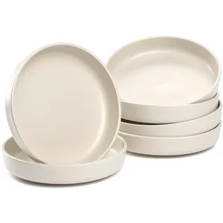 LEONARDO HOME Speiseteller ROMA 6er Set • Ø 19,7 cm • Mikrowellen- & Spülmaschinengeeignet • stapelbar • Geschirr für 6 Personen • Steingut-Teller, leicht matte Oberfläche • creme • 027260