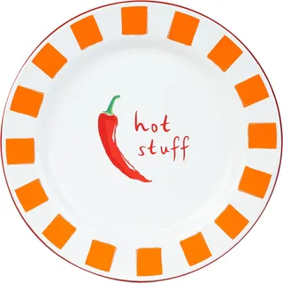Talking Tables Bon Appetit handgefertigter 20 cm Emaille-Essteller mit Chili-Design, bruchfest & spülmaschinengeeignet, wiederverwendbares Geschirr für drinnen & draußen, Grillabende & Picknicks