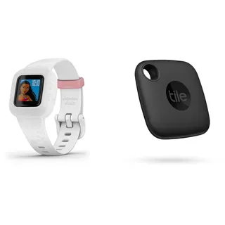 Garmin vívofit jr. 3 Disney Prinzessin – wasserdichter, Schrittzähler, großes 1,4 cm Display, Notfallkontakt, bis zu 1 Jahr Batterielaufzeit & Tile Mate Bluetooth Schlüsselfinder