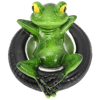 Milisten Schwimmfrosch für Miniteich Deko Gartenfigur aus Harz Wetterfeste Schwimmende Frosch Dekoration für Teich Zinkwanne Solarbrunnen Wasserschmuck für Garten Balkon Terrasse Outdoor