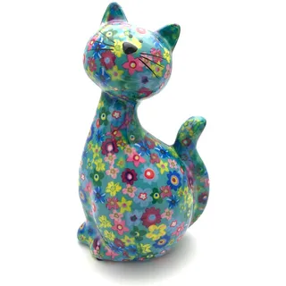 Pomme Pidou caramel die Katze Spardose blau Blume Muster