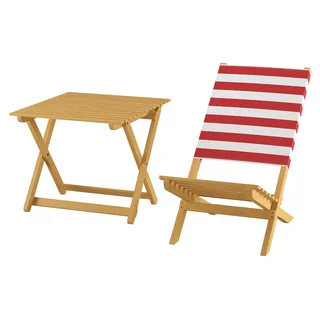 Klappstuhl Strandstuhl Anglerstuhl Gartenstuhl Stuhl zum Zusammenstecken rot-weißem Bezug V-10-353 - Rot