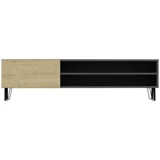 Livetastic Lowboard , Anthrazit, Eichefarben , Metall , 160x47x37.4 cm , Wohnzimmer, TV Möbel, Lowboards