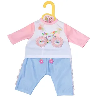 Dolly Moda Shirt & Hose Fahrrad 43cm -Puppenoutfit für 39-46 cm große Puppen bestehend aus Shirt und Hose, rosa blau