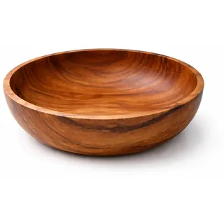 NELUHA Teakholz Schale Holzschale rund Durchmesser Deko-Schale Obstschale groß Holzschüssel aus zertifiziertem Teakholz (20cm Höhe 6cm)