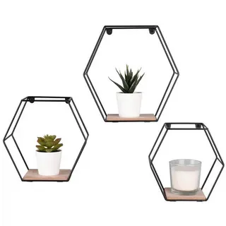 Boxxx Wandregalset , Naturfarben, Schwarz , Holz, Metall , 3-teilig , Eukalyptusholz , individuell planbar, hängend , Wohnzimmer, Regale, Wandregale