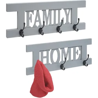 2er Wandgarderoben Set HWC-C60 Home+Family Garderobenpaneel, Shabby-Look Vintage grau-blau - Grau