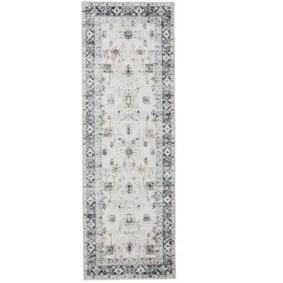 benuta Vintage-Läufer George waschbar 80x240 cm , Creme, Grau , Kunststoff , Vintage , Rechteckig , 80x240 cm , Oeko-Tex® Standard 100 , in verschiedenen Größen erhältlich, rutschfeste Unterfläche, waschbar , Teppiche und Böden, Teppiche, Teppichläufer, Läufer