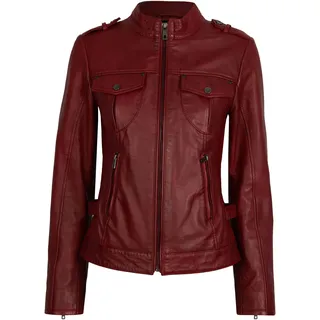 Lederjacke BUGATTI "BULady-102", Damen, Gr. 38, rot, Obermaterial: 100% Lammleder LEL. Futter: 100% Polyester PES., Rundhals, Jacken Lederjacke, aus hochwertigem Leder