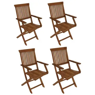 Klappstuhl TOBAGO mit Armlehnen Akazien-Holz geölt 4-er Set klappbar Stühle