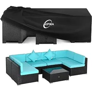 Kipiea Abdeckung Gartenmöbel Wasserdicht, Schutzhülle Gartenmöbel Winterfest, 420D Oxford Gewebe Abdeckplane für Gartentisch Möbelsets Terrassenmöbel, Winddicht Anti-UV Quadrat - 216 x 216 x 71cm