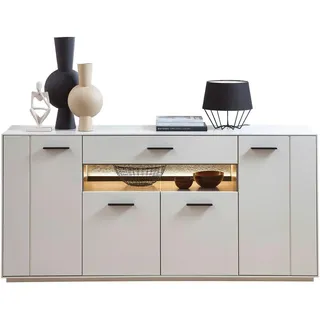 Novel Sideboard , Hellgrau, Sahara , Metall , 6 Fächer , 1 Schubladen , 180x85x45 cm , Typenauswahl , Wohnzimmer, Wohnwände, Wohnwand-Serien