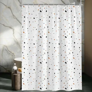 Lerores Duschvorhang 300x200 cm Wassermühle, Beschwerter Saum Antischimmel Textil, Wasserabweisend, Waschbar Polyester Badevorhänge mit 16 Ösen und Duschvorhangringen für Badezimmer, Badewanne