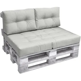 Beautissu Palettenkissen 60 x 40 x 20 cm hellgrau 2-tlg.