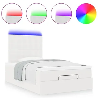 vidaXL Ottoman-Bett mit Matratze & LEDs Weiß 120x190 cm Kunstleder - Weiß