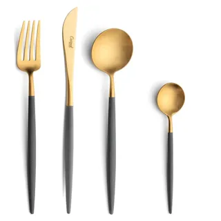 Besteckset Goa Grey 6-teilig in Matt Gold - Grau