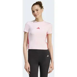 T-Shirt ADIDAS SPORTSWEAR "ESSENTIALS 3-STREIFEN SLIM BABY", Damen, Gr. XL, clear pink, pure ruby, Obermaterial: 93% Baumwolle, 7% Elasthan, Rundhals, Shirts T-Shirt, schmale Passform, Rundhalsausschnitt, mit Elasthan-Anteil
