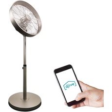 Bild von Flowmate Classic 120 cm Standventilator mit App & Alexa Sprachsteuerung, Retro Design Bodenventilator, Smart Home Ventilator mit Fernbedienung, Timer, 80° Oszillation, 50W, silber