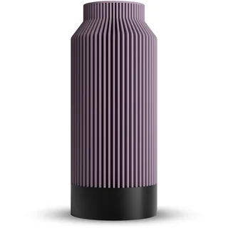ebenkunst | Kontura Vase lila – 3D Blumenvase aus PLA mit schwarzem Standfuß & wasserdichtem PP-Einsatz | Für Pampasgras, Trocken- & Schnittblumen | Nachhaltig & Made in Germany (Lila, Höhe 25cm)