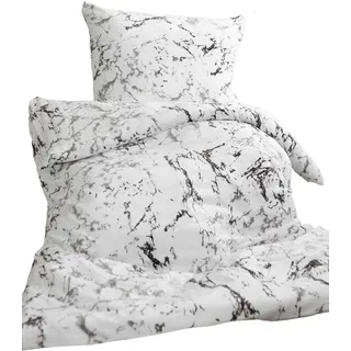 Bettbezug Marmor weiß - 140 x 200 cm - Mikro100% Flanell