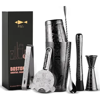 Sky Fish Cocktail Shaker Set, Ätzen Cocktail Shaker Kit in Geschenkbox 7er Set, Handwäsche