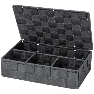 Wenko Aufbewahrungskorb Adria mit Deckel 26 x 7,5 x 17 cm dunkelgrau