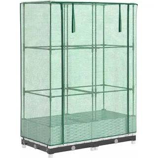 vidaXL Hochbeet mit Gewächshaus-Aufsatz Rattan-Optik 80x40x123 cm - Weiß