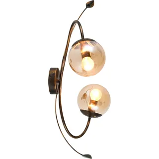 Wandleuchte Rauchglas H: 65cm Braun-Gold Metall Shabby 2x E14 Landhaus