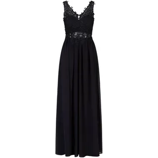 APART Abendkleid im Materialmix aus besticktem Mesh mit plastischer Spitze und Chiffon, Nachtblau, 36