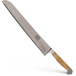 GÜDE Solingen - Brotmesser Linkshänder geschmiedet, 32 cm, Olivenholz, ALPHA OLIVE, Doppelkropf, Handmade Germany