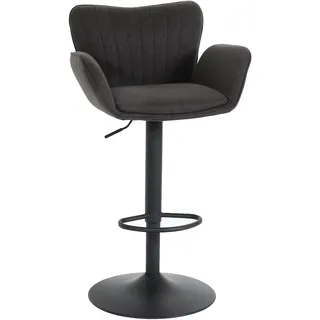 Mendler Barhocker HWC-M67, Drehstuhl Barstuhl, mit Armlehne Fußablage drehbar Stoff/Textil Eisen FSC® ~ dunkelgrau Fuß schwarz