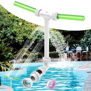 Doppelte Sprühwasserbrunnen, Pool Brunnen für Inground Pools Wasserfall Spray, 2 Pool Brunnen für Oben und im Boden Pools Kühler, Grüner Fluoreszenz Wasserfall Spray einstellbar 2 in 1 Düsenbrunnen