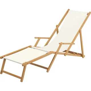 Sonnenliege weiß Liegestuhl klappbare Gartenliege Deckchair Strandstuhl Gartenmöbel Holz 10-303NF - Weiß