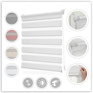 Doppelrollo LICHTBLICK ORIGINAL "Duo-Rollo Klemmfix, ohne Bohren, blickdicht" Gr. 7, weiß (weiß, weiß), B:90cm H:130cm, Polyester, Rollos, Doppelrollo, einfache Montage des Rollos, Topseller