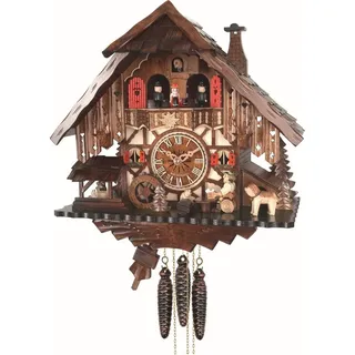 Engstler - 487_QMT - Kuckucksuhr - Quarz - Nussbaum - mit Musik mit Tanzpaar - 35 cm