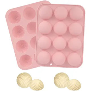 Silikon-Golfball-Schokoladenform, Golfball-Cake-Pop-Form mit 12 Mulden für Kuchendekorationen Heiße Schokoladenbomben Süßigkeiten Fondant und Mehr (Pink)