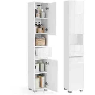 VASAGLE Badezimmerschrank 30 x 30 x 170 cm Wolkenweiß