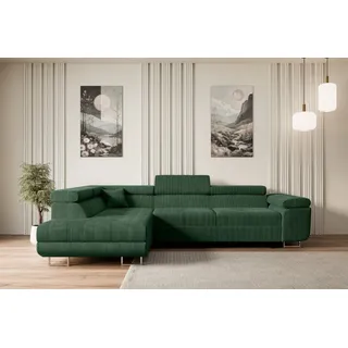 altdecor Ecksofa mit Schlaffunktion und Bettkasten Gusa-L 272x202x107 cm Grün - Corner Sofa Bett Eckcouch Couch L-Form, Schlafcouch Ausziehbar Wohnlandschaft Schlafsofa Cauchsofa - Grün