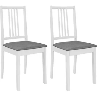 vidaXL Esszimmerstühle Mit Polstern 2er set Weiß Massivholz , Holz , Rechteckig , 49x88.5x40 cm , Esszimmer, Stühle