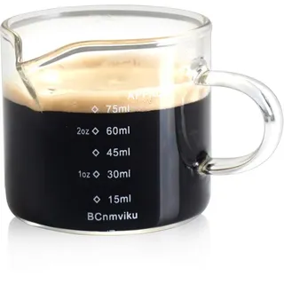 BCnmviku 75ml Espresso Schnapsglas,V-FöRmige AusgießEr Messbecher Glas,Espresso Messbecher FüR Kaffee,Kuhmilch,Cappuccino (1)