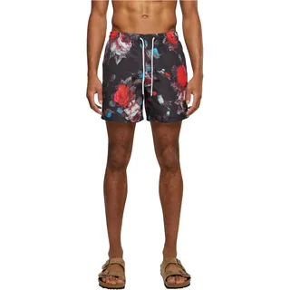 Urban Classics Herren Pattern Swim Shorts Badehose, Black Rose AOP, 3XL