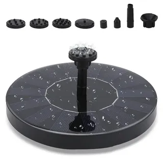 Fiqops Solar Springbrunnen Solar Teichpumpe Garten Wasserpumpe Solarpumpe mit 1.5W Monokristalline Solar Panel Schwimmender Dekoration für Garten Kleiner teich Vogelbad Fisch-Behälter Pool